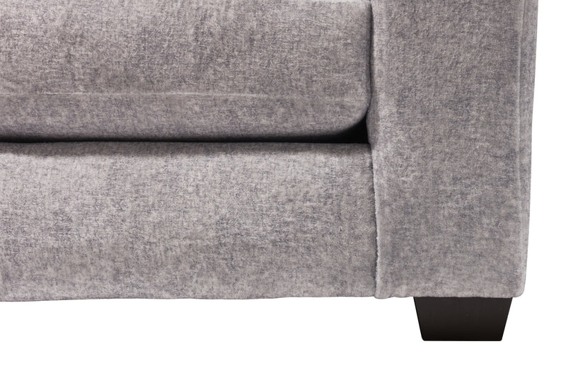 Sofa sectionnel de gauche Koda 2 pièces fabriqué au Canada en tissu de chenille avec coussins réversibles - gris Paloma luxueux