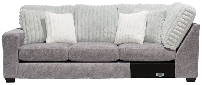 Sofa sectionnel de gauche Koda 2 pièces fabriqué au Canada en tissu de chenille avec coussins réversibles - gris Paloma luxueux