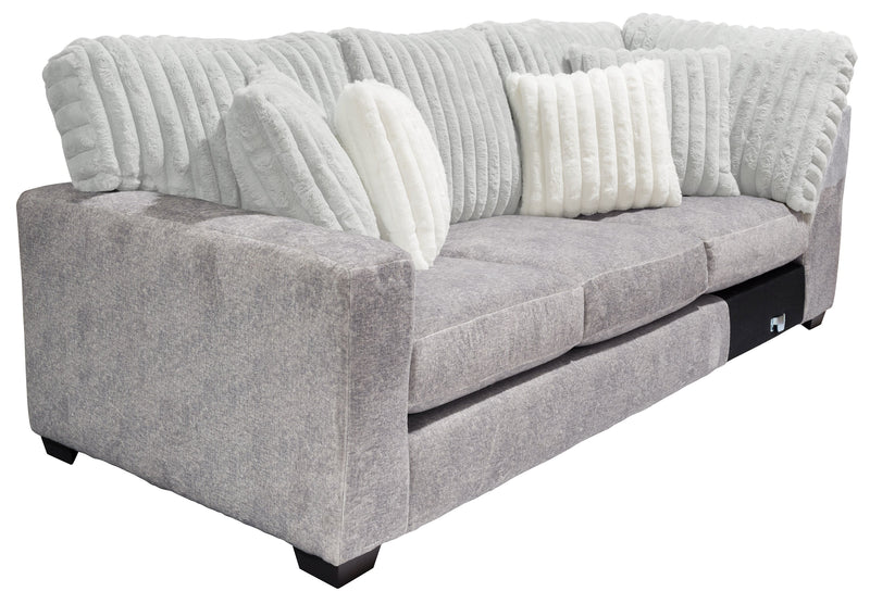 Sofa sectionnel de gauche Koda 2 pièces fabriqué au Canada en tissu de chenille avec coussins réversibles - gris Paloma luxueux