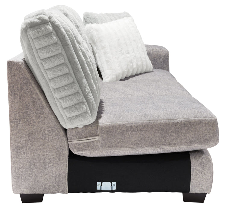 Sofa sectionnel de gauche Koda 2 pièces fabriqué au Canada en tissu de chenille avec coussins réversibles - gris Paloma luxueux