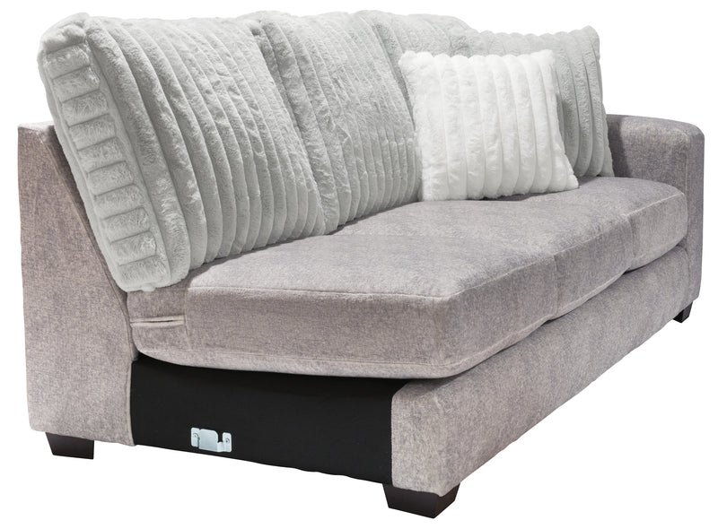 Sofa sectionnel de gauche Koda 2 pièces fabriqué au Canada en tissu de chenille avec coussins réversibles - gris Paloma luxueux