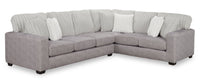  Sofa sectionnel de droite Koda 2 pièces fabriqué au Canada en tissu de chenille avec coussins réversibles - gris Paloma luxueux