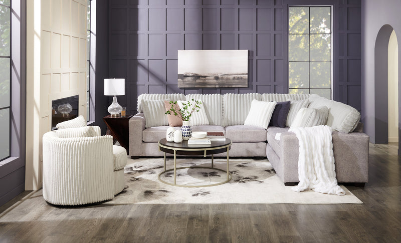 Sofa sectionnel de droite Koda 2 pièces fabriqué au Canada en tissu de chenille avec coussins réversibles - gris Paloma luxueux