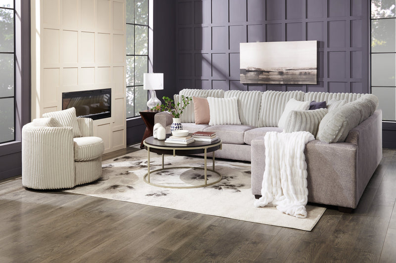 Sofa sectionnel de droite Koda 2 pièces fabriqué au Canada en tissu de chenille avec coussins réversibles - gris Paloma luxueux