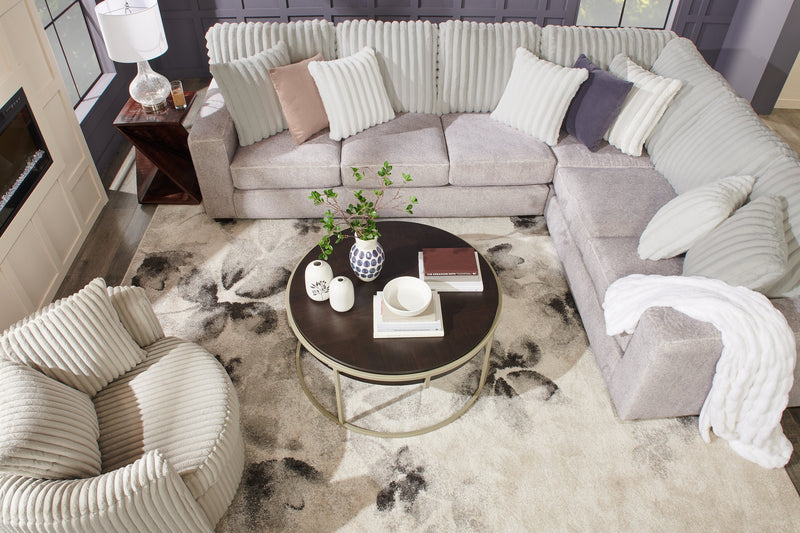 Sofa sectionnel de droite Koda 2 pièces fabriqué au Canada en tissu de chenille avec coussins réversibles - gris Paloma luxueux