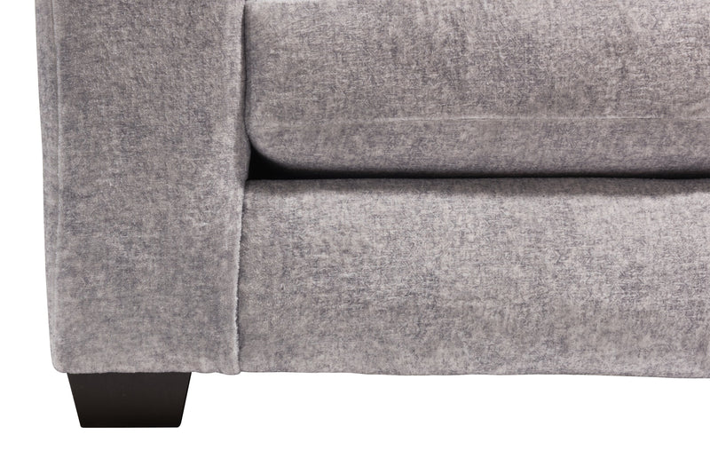 Sofa sectionnel de droite Koda 2 pièces fabriqué au Canada en tissu de chenille avec coussins réversibles - gris Paloma luxueux