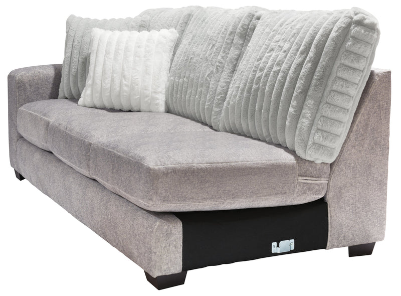 Sofa sectionnel de droite Koda 2 pièces fabriqué au Canada en tissu de chenille avec coussins réversibles - gris Paloma luxueux