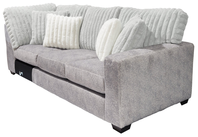 Sofa sectionnel de droite Koda 2 pièces fabriqué au Canada en tissu de chenille avec coussins réversibles - gris Paloma luxueux