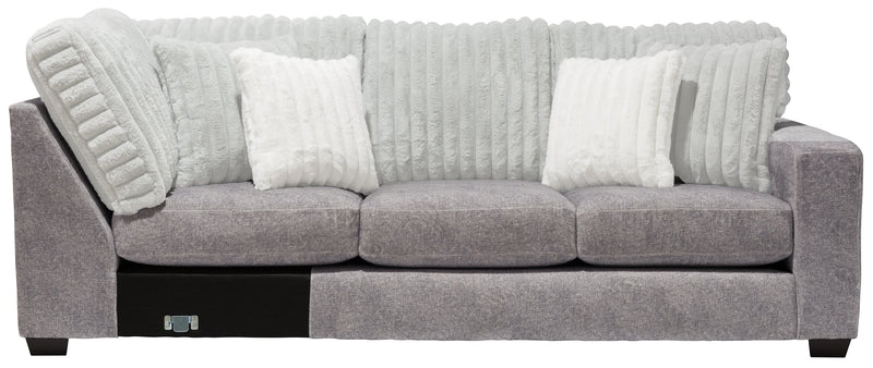 Sofa sectionnel de droite Koda 2 pièces fabriqué au Canada en tissu de chenille avec coussins réversibles - gris Paloma luxueux