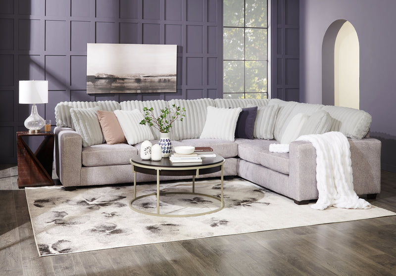 Sofa sectionnel de droite Koda 2 pièces fabriqué au Canada en tissu de chenille avec coussins réversibles - gris Paloma luxueux