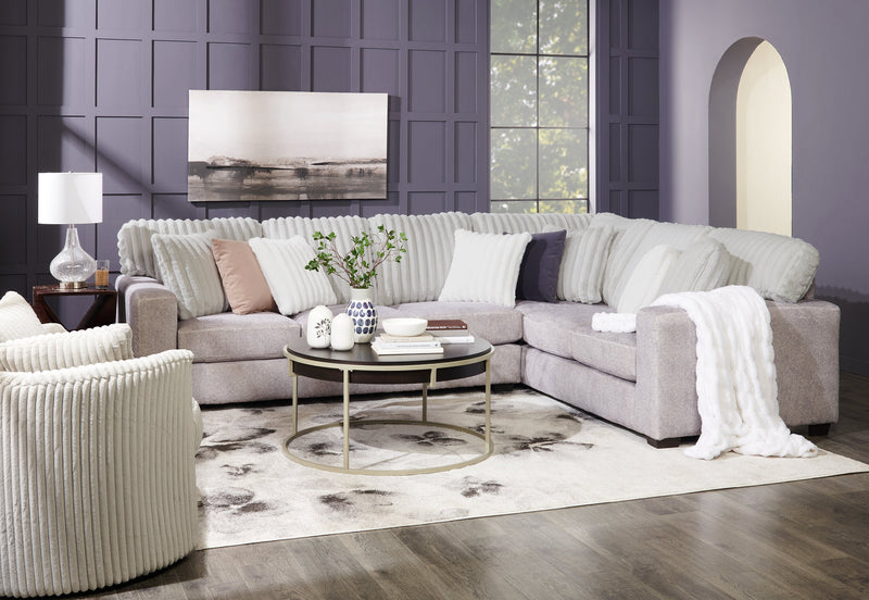 Sofa sectionnel de droite Koda 2 pièces fabriqué au Canada en tissu de chenille avec coussins réversibles - gris Paloma luxueux