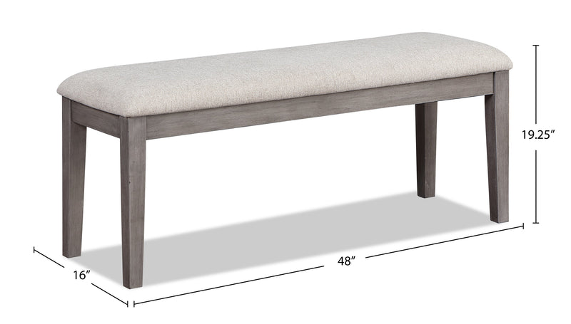 Banc de salle à manger Krew de 48 po (L) en tissu de polyester - gris
