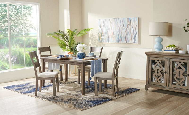 Chaise de salle à manger Krew en tissu de polyester avec dossier en échelle - grise