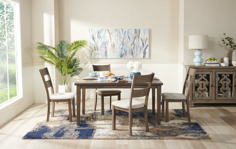 Chaise de salle à manger Krew en tissu de polyester avec dossier en échelle - grise