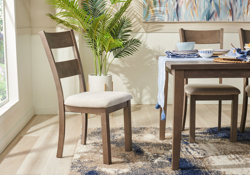 Chaise de salle à manger Krew en tissu de polyester avec dossier en échelle - grise