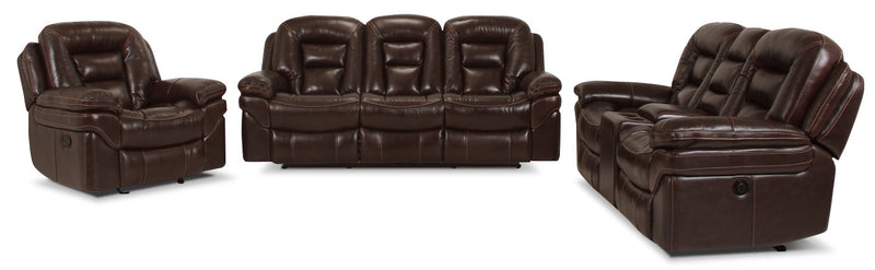 Fauteuil à inclinaison électrique Leo de 41 po en tissu de cuir véritable - brun noyer