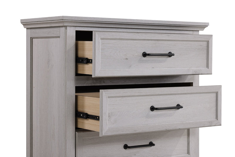 Commode verticale de chambre à coucher Kylie de 35 po (l) x 51 po (H) à 5 tiroirs - sable