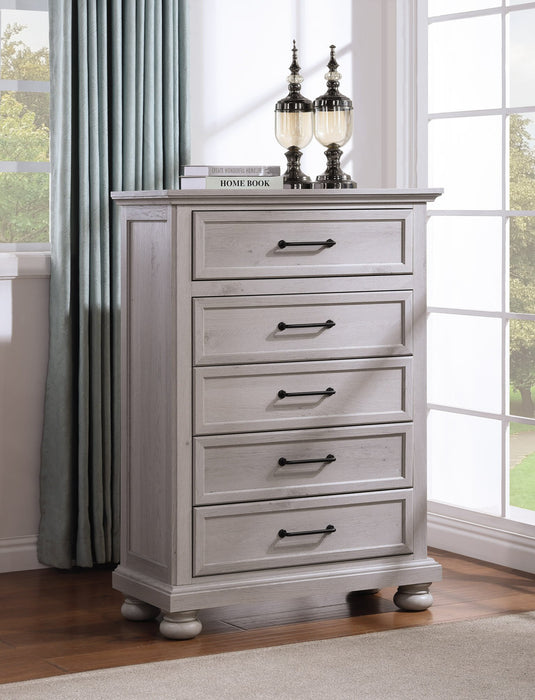 Commode verticale de chambre à coucher Kylie de 35 po (l) x 51 po (H) à 5 tiroirs - sable