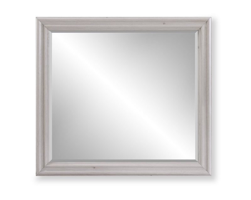 Ensemble de chambre à coucher Kylie 5 pièces sable avec lit de rangement, commode et miroir - format très grand lit