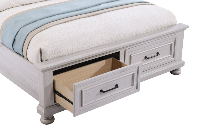 Lit plateforme de rangement Kylie sable avec tête de lit et cadre de lit - format grand lit