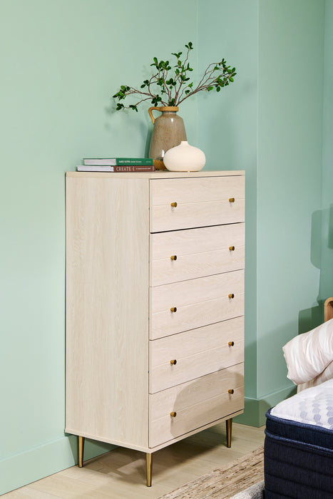 Commode verticale somptueuse Lake de 29 po (L) x 52 po (H) à 5 tiroirs pour la chambre à coucher, fabriquée au Canada - blanche