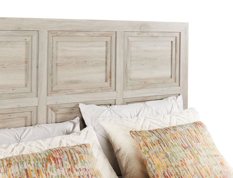 Lit à panneau Lara avec tête de lit et cadre de lit, gris antique - format grand lit