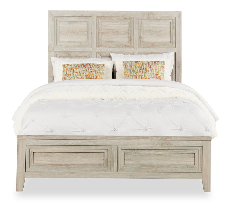 Lit à panneau Lara avec tête de lit et cadre de lit, gris antique - format grand lit