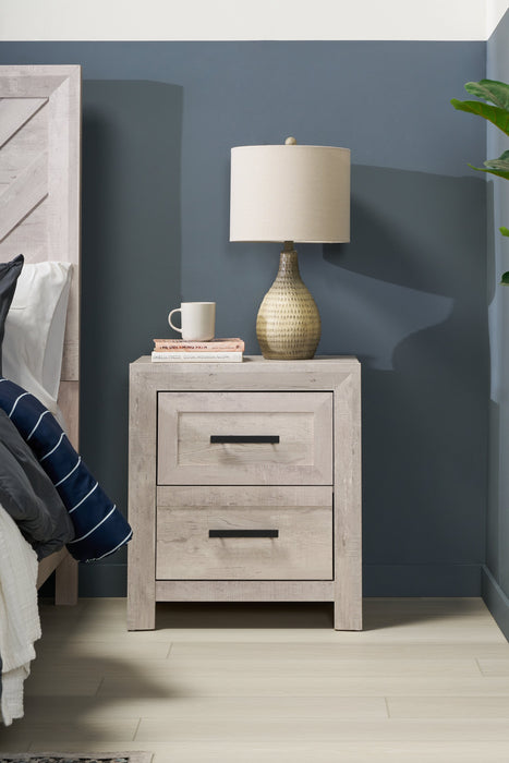 Table de nuit Lark de 24 po (L) x 26 po (H) à 2 tiroirs - blanc rustique