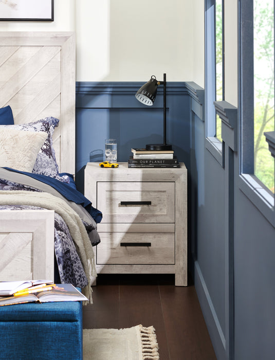 Table de nuit Lark de 24 po (L) x 26 po (H) à 2 tiroirs - blanc rustique