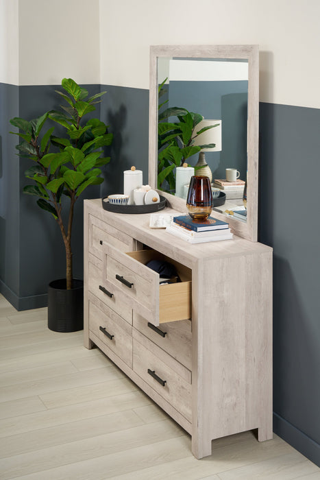 Commode de chambre à coucher Lark de 58 po (L) x 35 po (H) à 6 tiroirs - blanc rustique