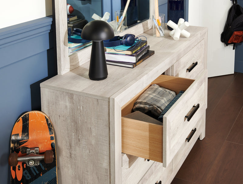 Commode de chambre à coucher Lark de 58 po (L) x 35 po (H) à 6 tiroirs - blanc rustique