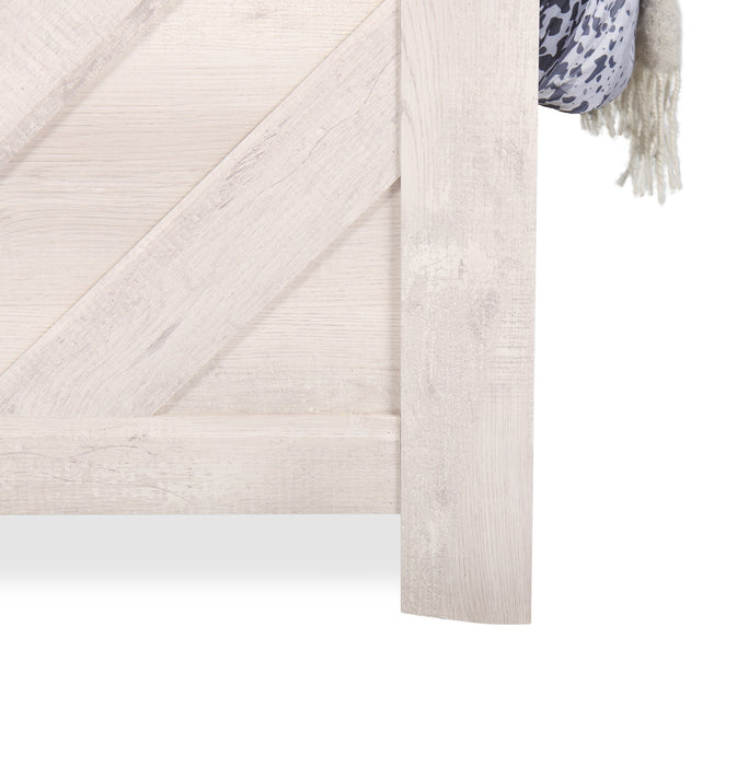 Lit à panneaux Lark blanc rustique pour enfants avec tête de lit, cadre et motif de chevrons - format lit simple