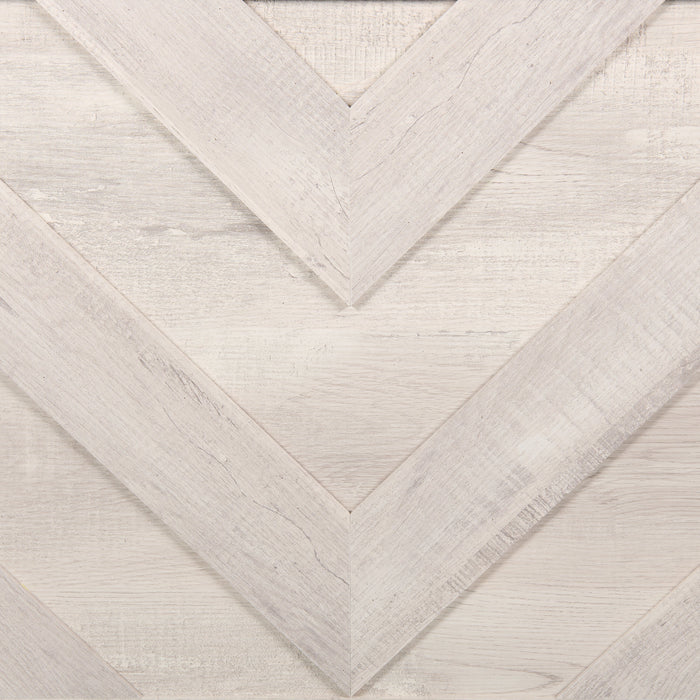 Lit à panneaux Lark blanc rustique pour enfants avec tête de lit, cadre et motif de chevrons - format lit simple