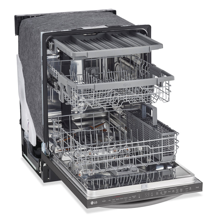 Lave-vaisselle intelligent encastré LG à 46 dBA de 24 po avec commandes sur le dessus et QuadWashMC - acier inoxydable noir Smudge-ProofMD - LDTS5552D