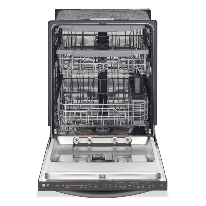 Lave-vaisselle intelligent encastré LG à 46 dBA de 24 po avec commandes sur le dessus et QuadWashMC - acier inoxydable noir Smudge-ProofMD - LDTS5552D