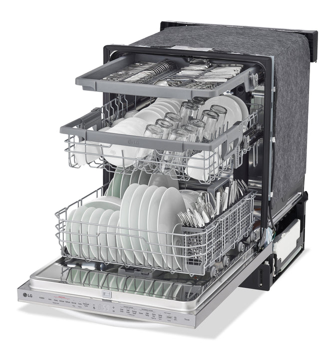 Lave-vaisselle intelligent encastré LG à 46 dBA de 24 po avec commandes sur le dessus et QuadWashMC - acier inoxydable Smudge-ProofMD - LDTS5552S