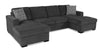Sofa-lit sectionnel Legend 3 pièces fabriqué au Canada en tissu de chenille avec 2 fauteuils longs de rangement - gris poivre