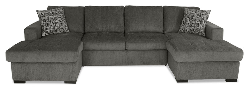 Sofa-lit sectionnel Legend 3 pièces fabriqué au Canada en tissu de chenille avec 2 fauteuils longs de rangement - brun étain