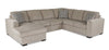 Sofa-lit sectionnel de gauche Legend 3 pièces fabriqué au Canada en tissu de chenille avec fauteuil long de rangement - beige platine