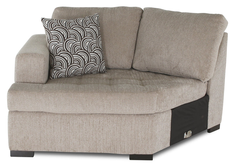 Sofa sectionnel de gauche Legend 2 pièces fabriqué au Canada en tissu de chenille avec fauteuil enveloppant - beige platine