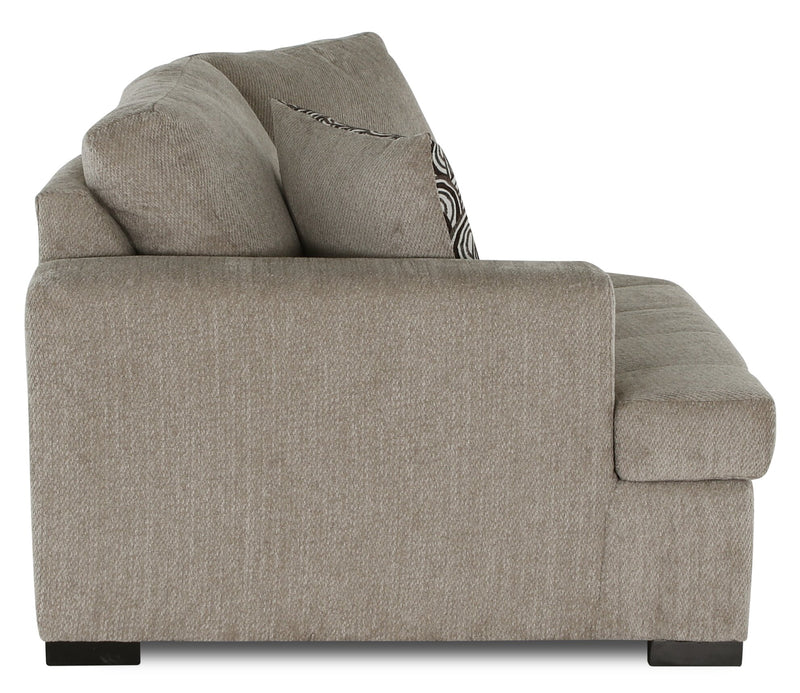 Sofa sectionnel de gauche Legend 2 pièces fabriqué au Canada en tissu de chenille avec fauteuil enveloppant - beige platine