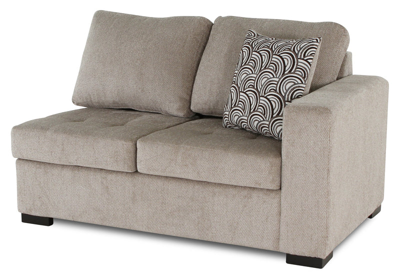 Sofa sectionnel de gauche Legend 2 pièces fabriqué au Canada en tissu de chenille avec fauteuil enveloppant - beige platine