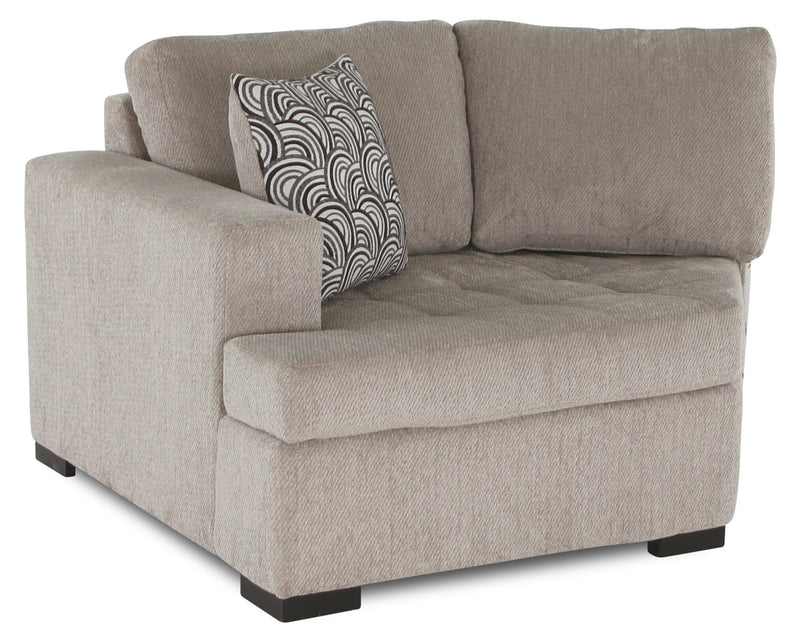 Sofa sectionnel de gauche Legend 2 pièces fabriqué au Canada en tissu de chenille avec fauteuil enveloppant - beige platine