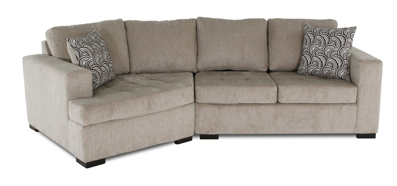Sofa sectionnel de gauche Legend 2 pièces fabriqué au Canada en tissu de chenille avec fauteuil enveloppant - beige platine