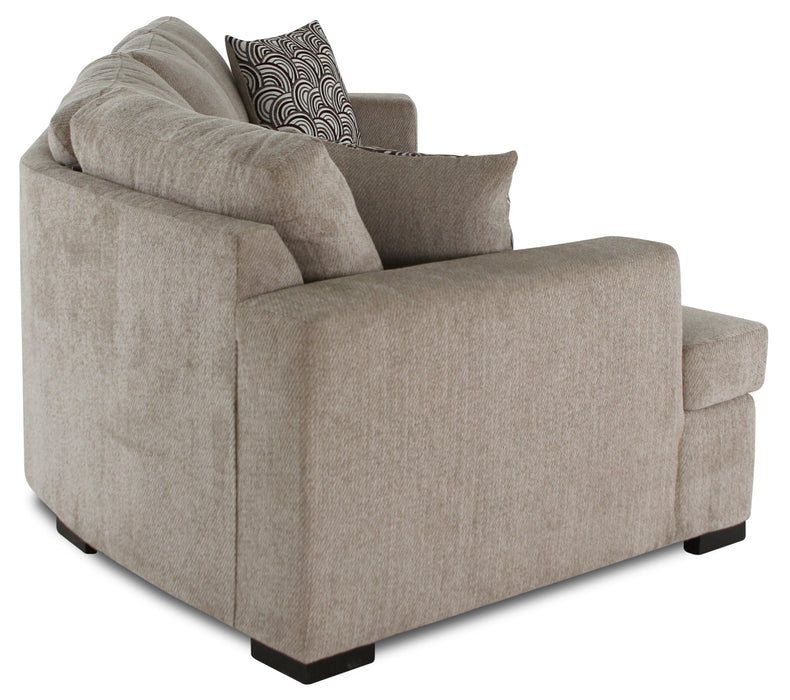 Sofa sectionnel de gauche Legend 2 pièces fabriqué au Canada en tissu de chenille avec fauteuil enveloppant - beige platine