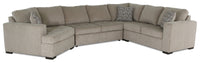 Sofa-lit sectionnel de gauche Legend 3 pièces fabriqué au Canada en tissu de chenille avec fauteuil enveloppant - beige platine