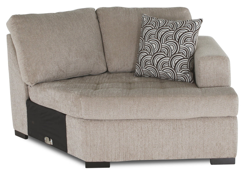 Sofa sectionnel de droite Legend 2 pièces fabriqué au Canada en tissu de chenille avec fauteuil enveloppant - beige platine