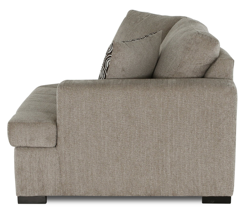 Sofa sectionnel de droite Legend 2 pièces fabriqué au Canada en tissu de chenille avec fauteuil enveloppant - beige platine