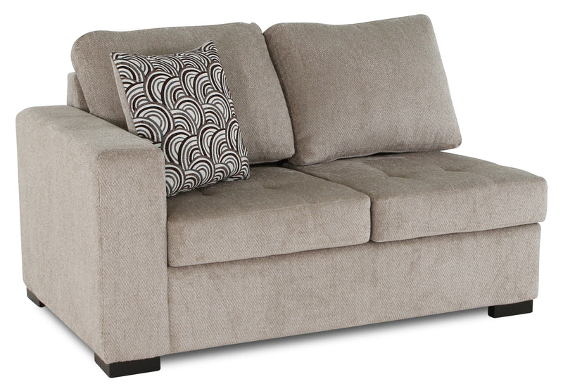 Sofa sectionnel de droite Legend 2 pièces fabriqué au Canada en tissu de chenille avec fauteuil enveloppant - beige platine