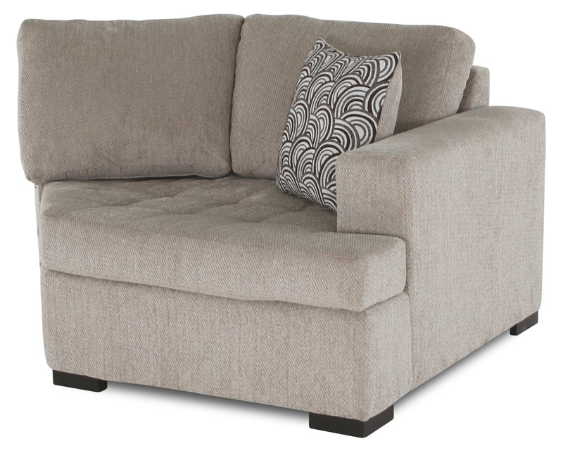 Sofa sectionnel de droite Legend 2 pièces fabriqué au Canada en tissu de chenille avec fauteuil enveloppant - beige platine